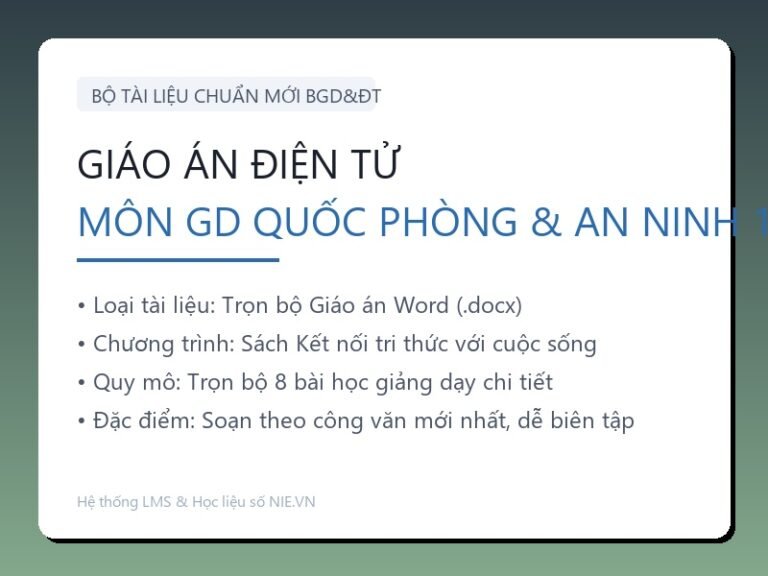 Trọn bộ Giáo án Giáo dục Quốc phòng và An ninh 11 – Kết nối tri thức (8 Bài Word)