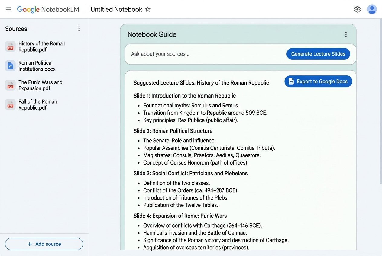 Google NotebookLM xuất bản dàn ý slide bài thuyết trình