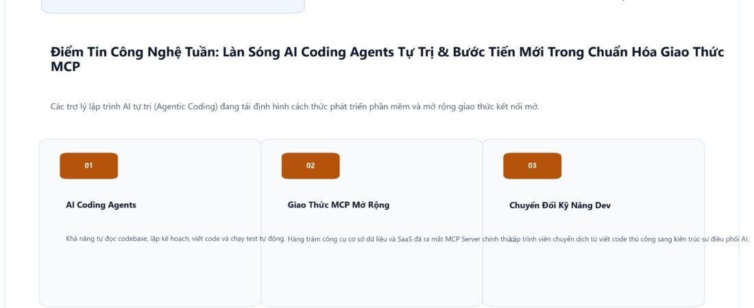 Điểm Tin Công Nghệ Tuần: Làn Sóng AI Coding Agents Tự Trị & Bước Tiến Mới Trong Chuẩn Hóa Giao Thức MCP