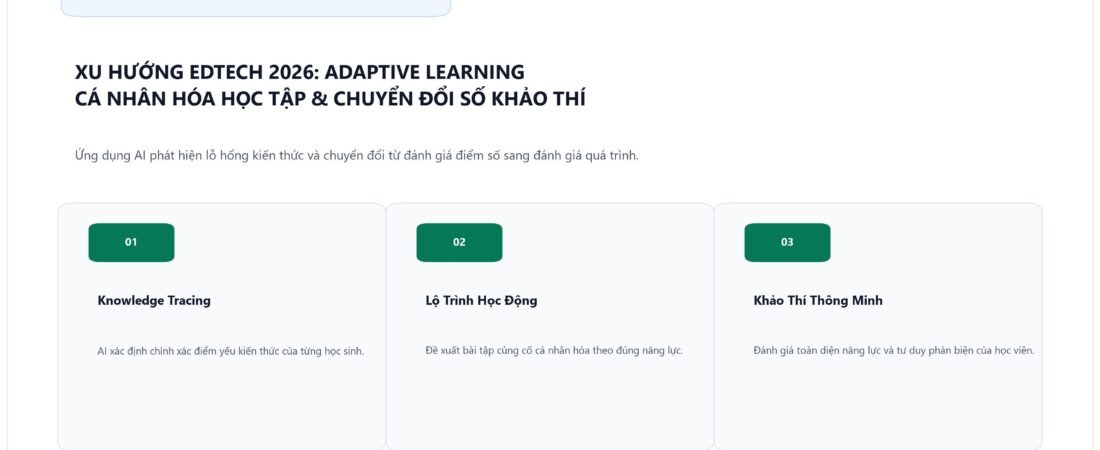 Xu Hướng EdTech 2026: Cá Nhân Hóa Học Tập Bằng AI Thích Ứng (Adaptive Learning) Và Chuyển Đổi Số Khảo Thí