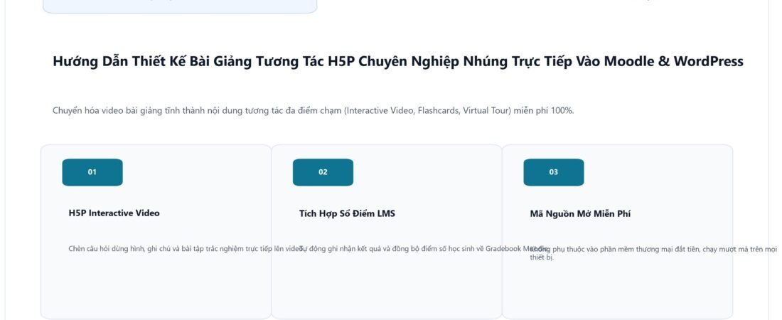 Hướng Dẫn Thiết Kế Bài Giảng Tương Tác H5P Chuyên Nghiệp Nhúng Trực Tiếp Vào Moodle & WordPress