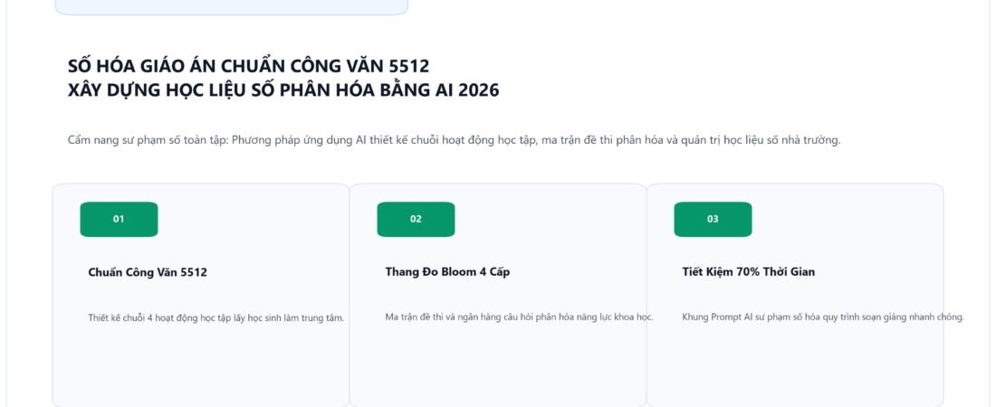 Số Hóa Giáo Án Chuẩn Công Văn 5512 & Xây Dựng Ngân Hàng Học Liệu Số Phân Hóa Bằng Trí Tuệ Nhân Tạo 2026