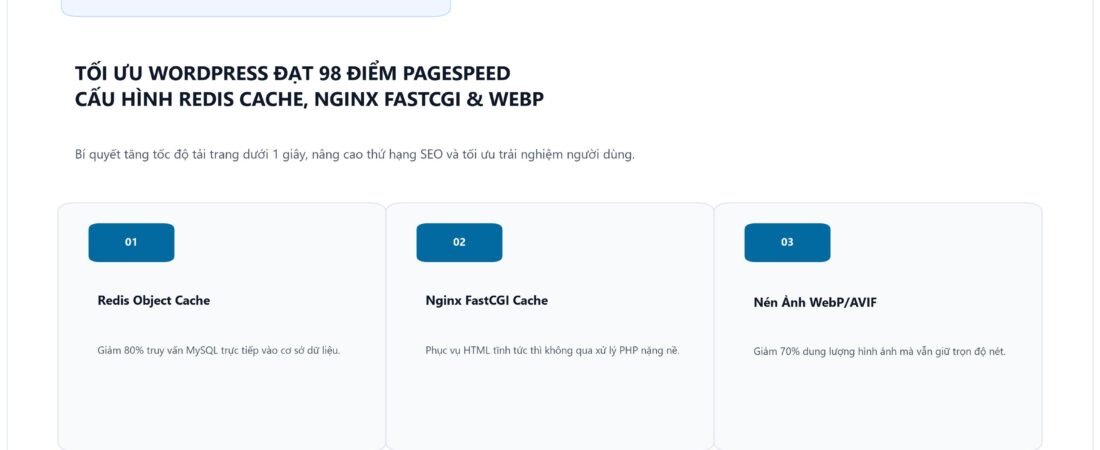 Tối Ưu WordPress Đạt 98 Điểm Google PageSpeed Insights: Hướng Dẫn Cấu Hình Redis Cache, Nginx & WebP Toàn Tập