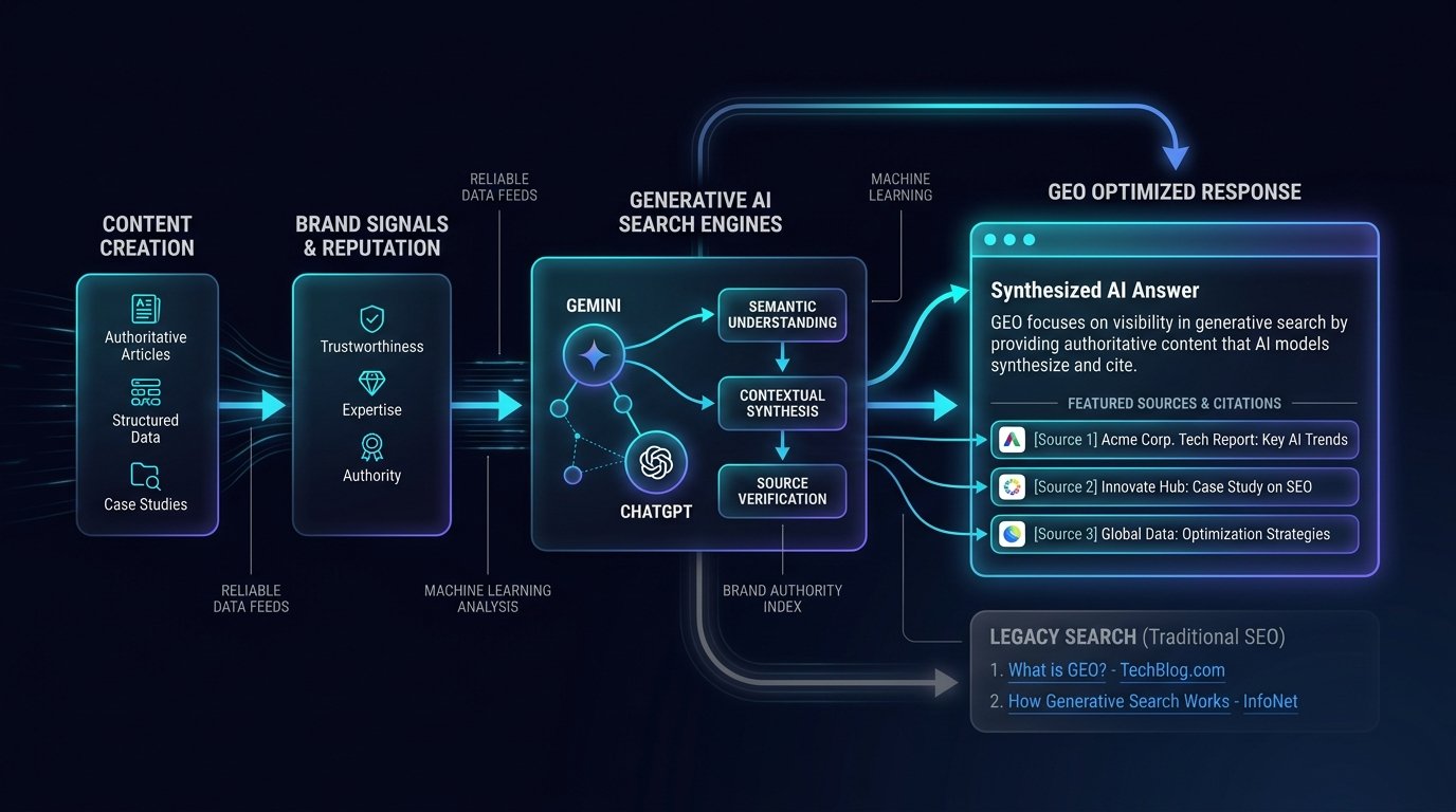 Mô hình so sánh SEO và GEO Generative Engine Optimization