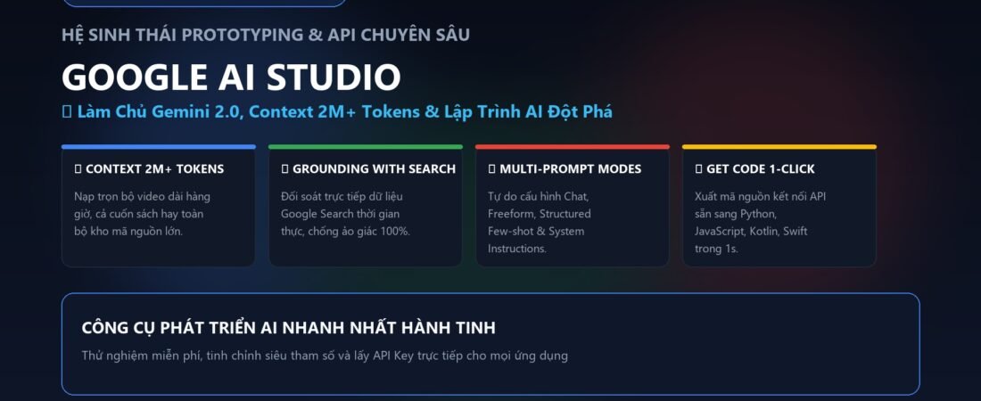 Google AI Studio Là Gì? Hướng Dẫn Toàn Diện Môi Trường Tạo Mẫu & Khai Thác Gemini API Đột Phá 2026