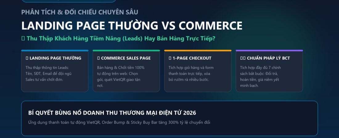 So Sánh Landing Page Thường Và Landing Page Commerce: Điểm Khác Biệt & Bí Quyết Tối Ưu Tỷ Lệ Chuyển Đổi 2026