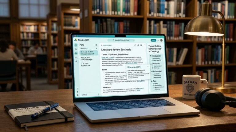 Giao diện Google NotebookLM hỗ trợ viết Luận văn và Luận án Tiến sĩ chuyên sâu