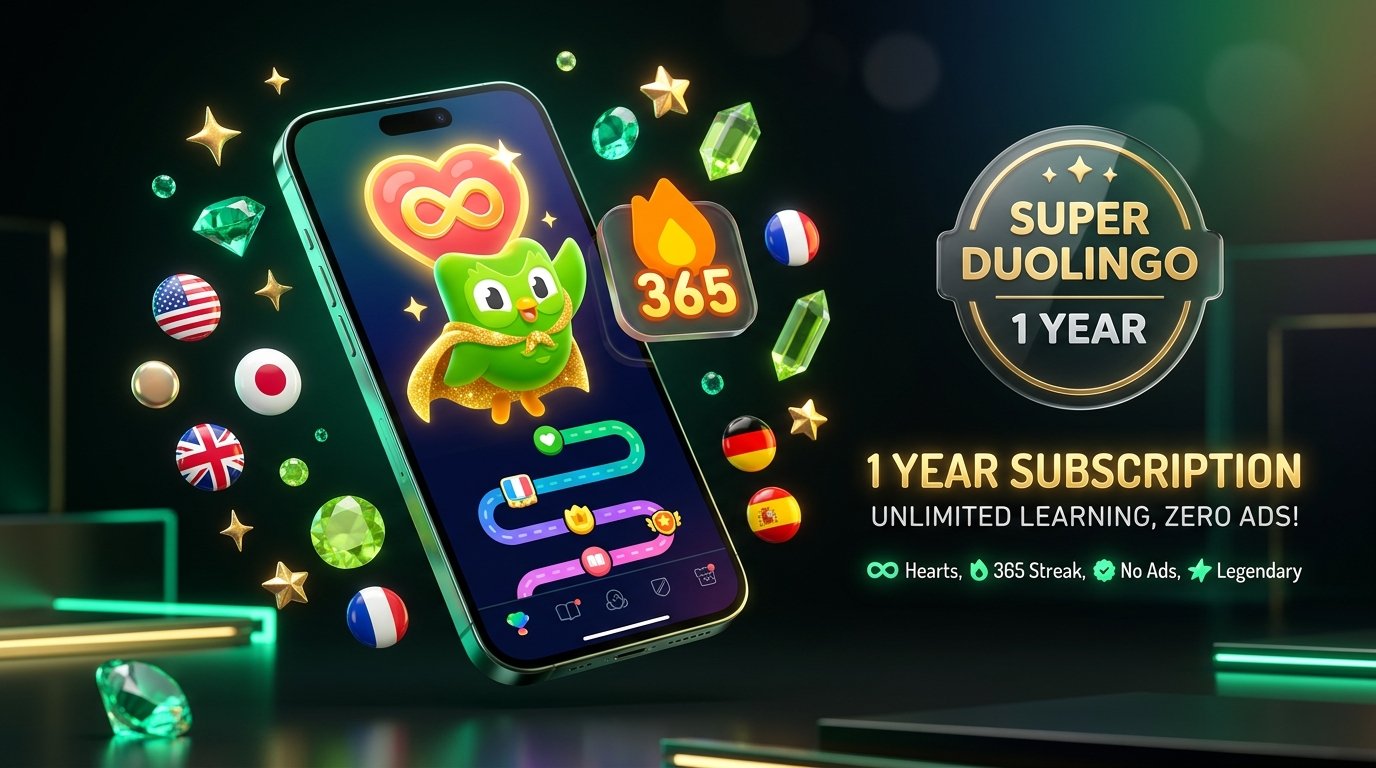 Nâng Cấp Super Duolingo 1 Năm Chính Chủ (Không Giới Hạn Trái Tim)