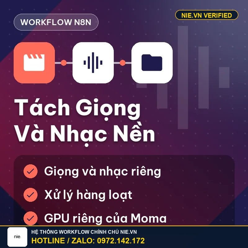 Workflow n8n — Tách giọng nói và nhạc nền trong video